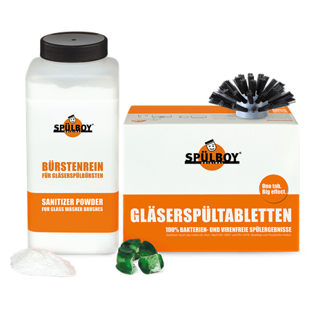 Classic Reinigungsset: Tabletten, Bürstenrein, Bürstenkopf Spülboy